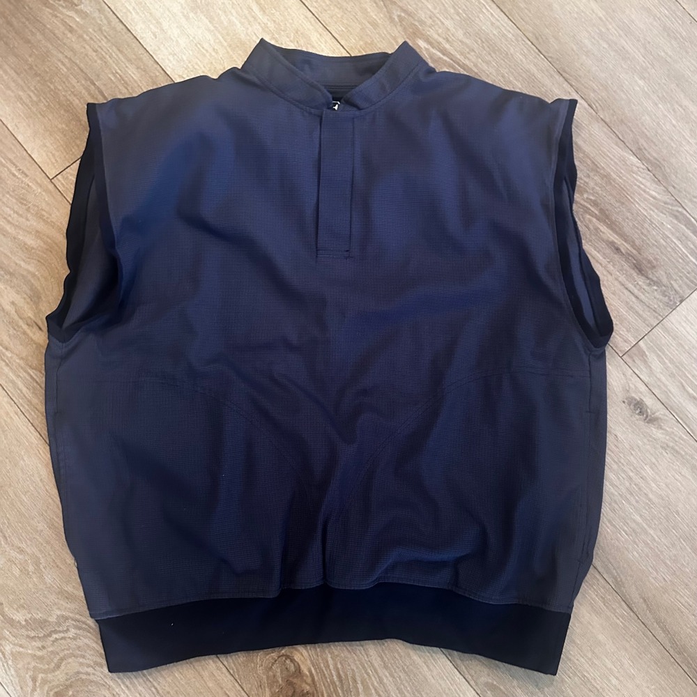 Zero Restriction Mens Golf Vest Navy Blue Snap Neck‎ Outerwear Large Micro Check